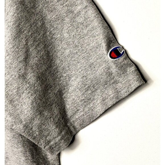 Champion Mens T Shirt Short Sleeve Vintage Tee Felt Logo Gray Size Large - Picture 4 of 8